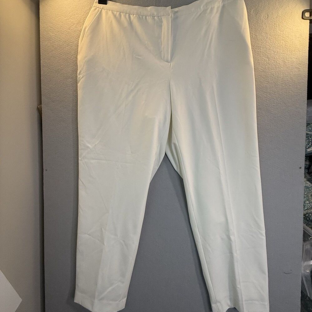 Ruby Red Dress Pants Women Plus Size 18W White/Ivory Single Pleat Lined